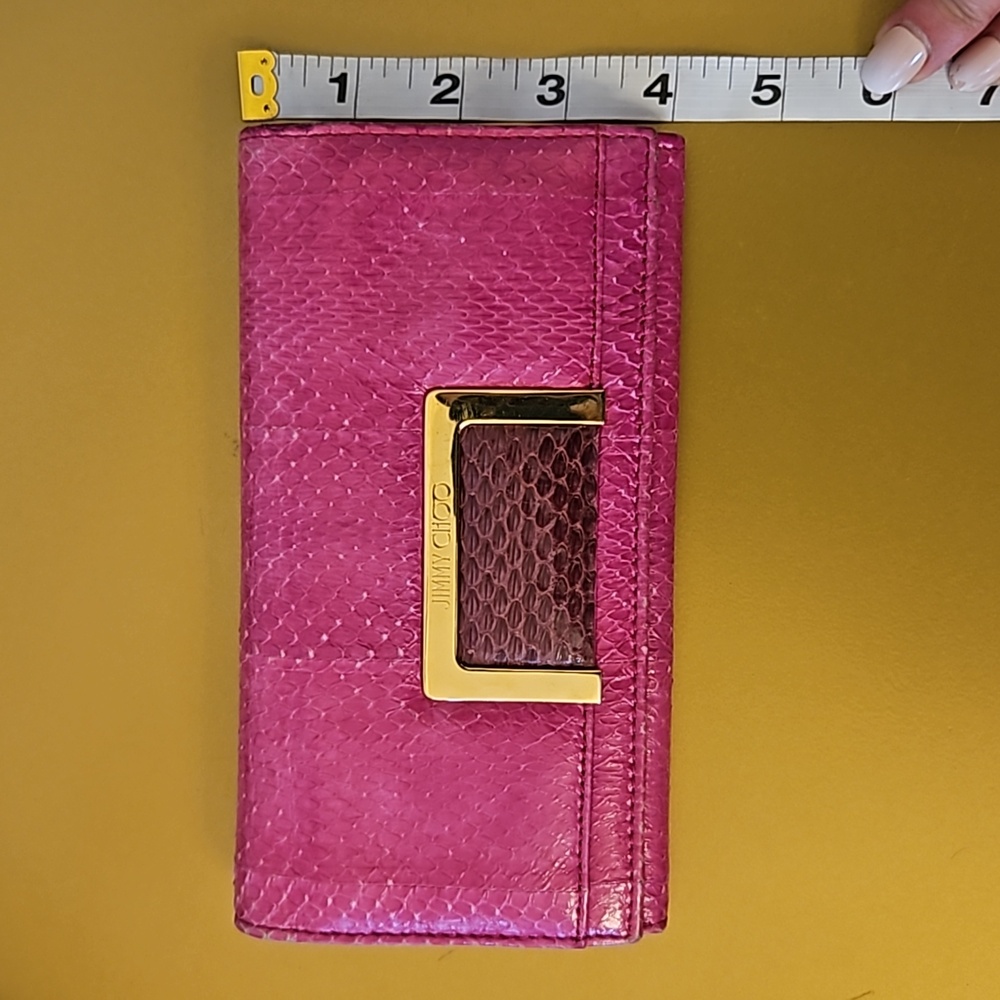 EUC Jimmy Choo Snakeskin Continental Wall in Hot Pink w/ COA - Picture 15 of 15